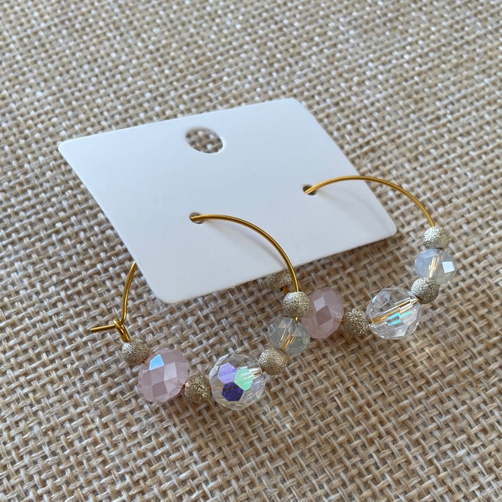 Elegant Gold and Pink Hoop Earrings